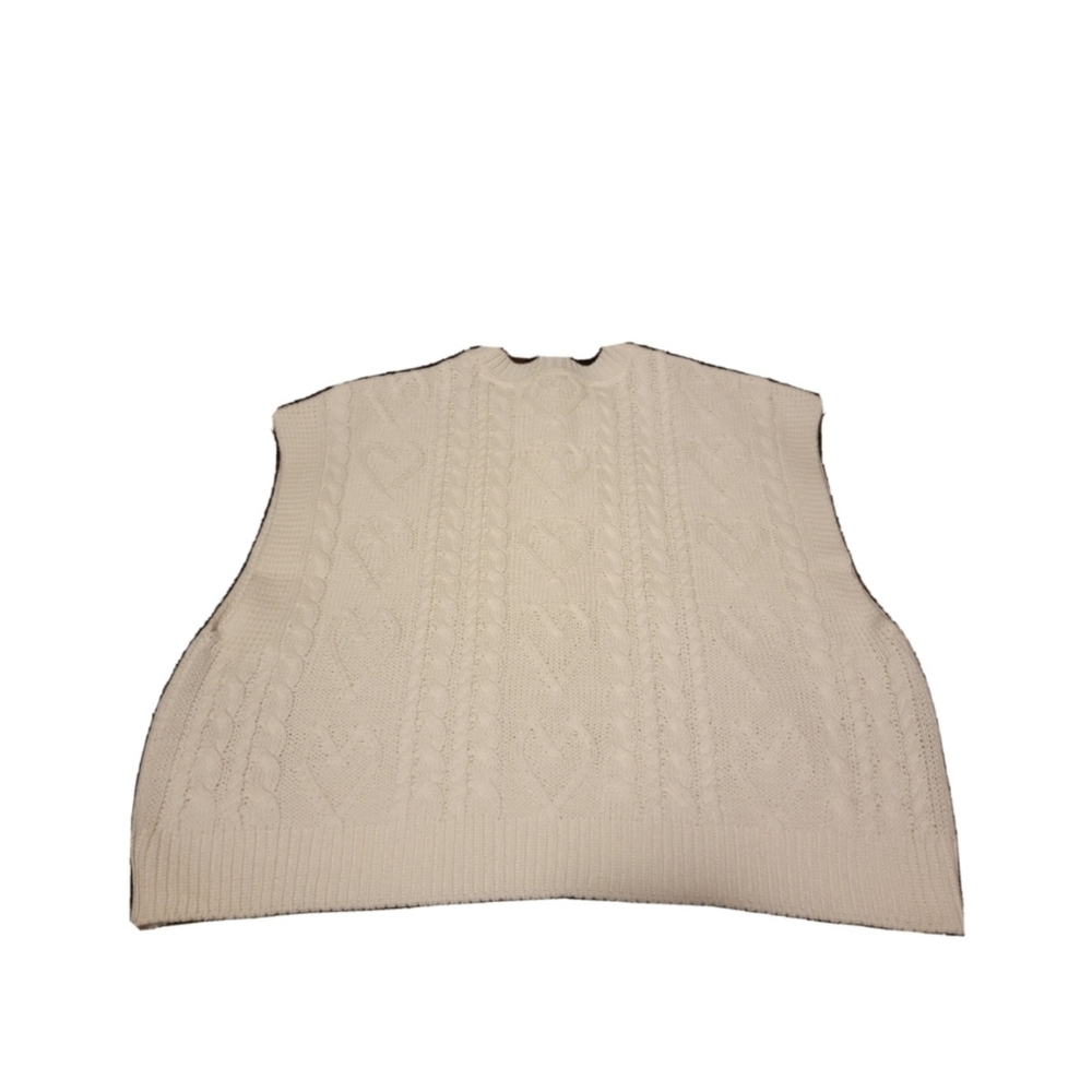 Nwot Oversized White Hearts Sweater Vest